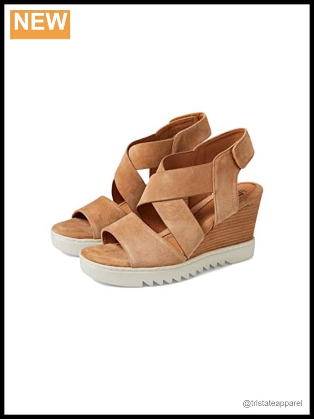 Leather Wedge Sandal Slingback Adjustable Open Toe 3.5 Inch Heel